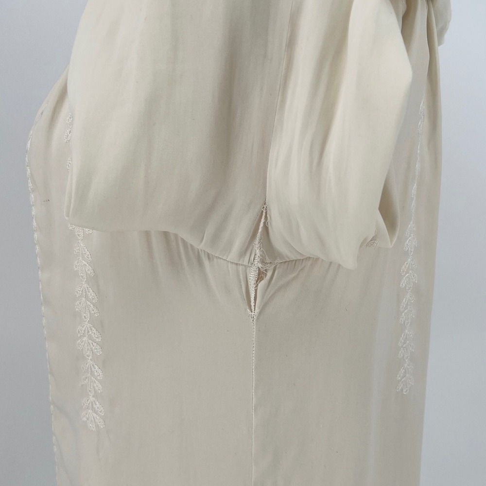 Lilly Pulitzer Women Embroidered Smocked Boho Peasant Blouse Size S Cream Resort - Picture 6 of 13